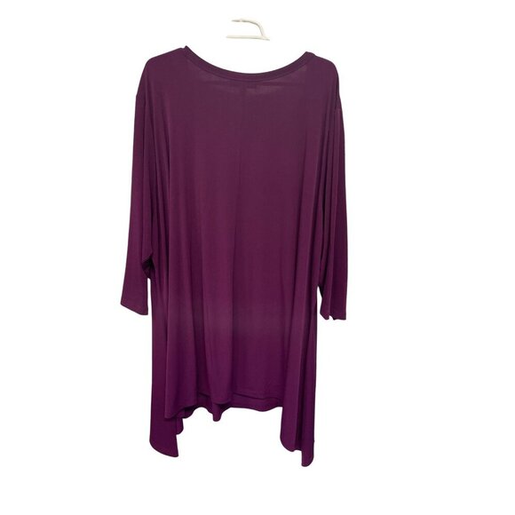 Woman Within 4X (34/36) Purple Tunic Top 3/4 Sleeve Asymmetrical Hem Stretchy - Picture 3 of 4